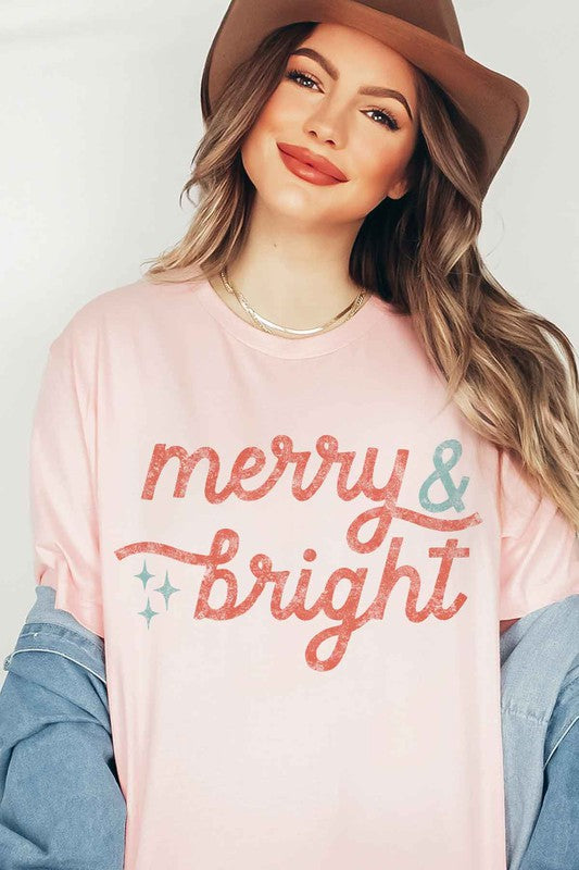 MERRY AND BRIGHT CHRISTMAS GRAPHIC T-SHIRT