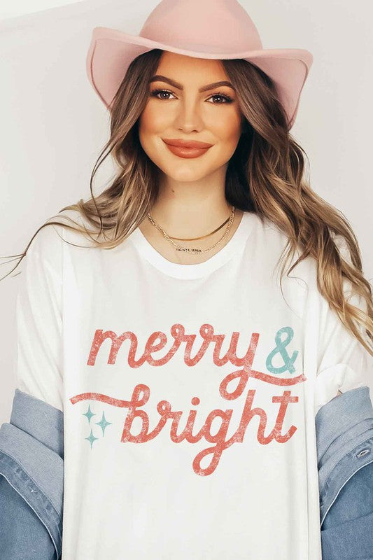 MERRY AND BRIGHT CHRISTMAS GRAPHIC T-SHIRT