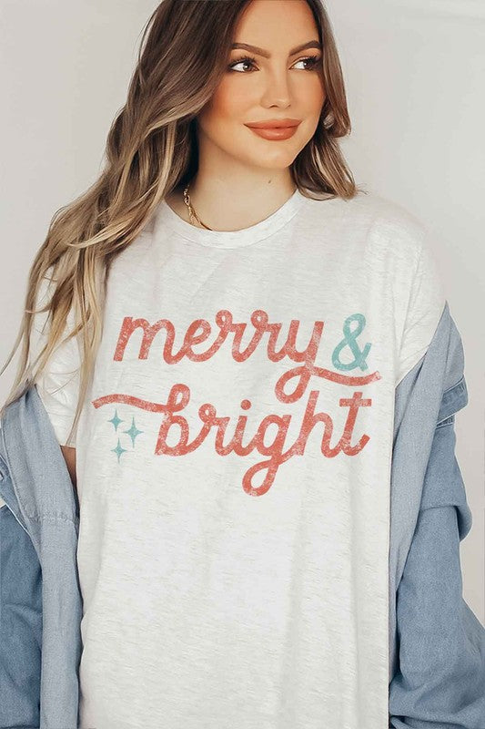 MERRY AND BRIGHT CHRISTMAS T-SHIRT PLUS SIZE