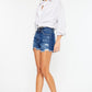 High Rise No Stitch Frayed Hem Shorts