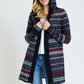 Long Tribal Print Hooded Cardigan