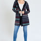 Long Tribal Print Hooded Cardigan