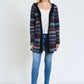 Long Tribal Print Hooded Cardigan