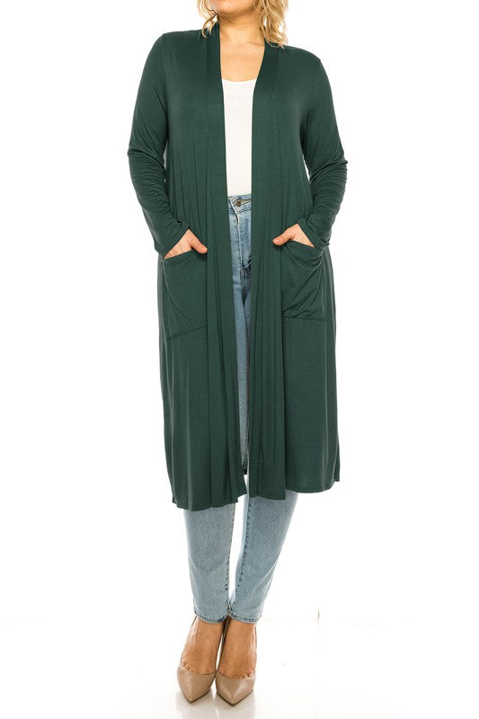 Plus size, solid duster cardigan