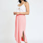 Plus Solid Side Slit Midi Skirt