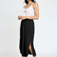 Plus Solid Side Slit Midi Skirt