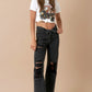 FLIPPED WAIST STRAIGHT JEANS