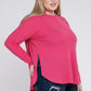 Plus Melange Baby Waffle Long Sleeve Top