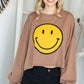 SMILEY FACE LONG SLEEVE CROP TOP