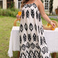 Black Plus Size Western Print Halter Maxi Dress