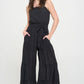 ELASTIC STRAP TIERED JUMPSUIT