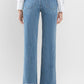 High Rise Wide Leg Jeans with Trouser Hem Detail