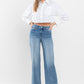 High Rise Wide Leg Jeans with Trouser Hem Detail