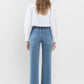 High Rise Wide Leg Jeans with Trouser Hem Detail