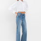 High Rise Wide Leg Jeans with Trouser Hem Detail