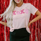 Pink Valentines Shiny XOXO Graphic T-shirt