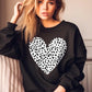 VALENTINE Grunge Distressed Dalmatian Print Heart Unisex Fleece Sweatshirt