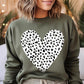 VALENTINE Grunge Distressed Dalmatian Print Heart Unisex Fleece Sweatshirt