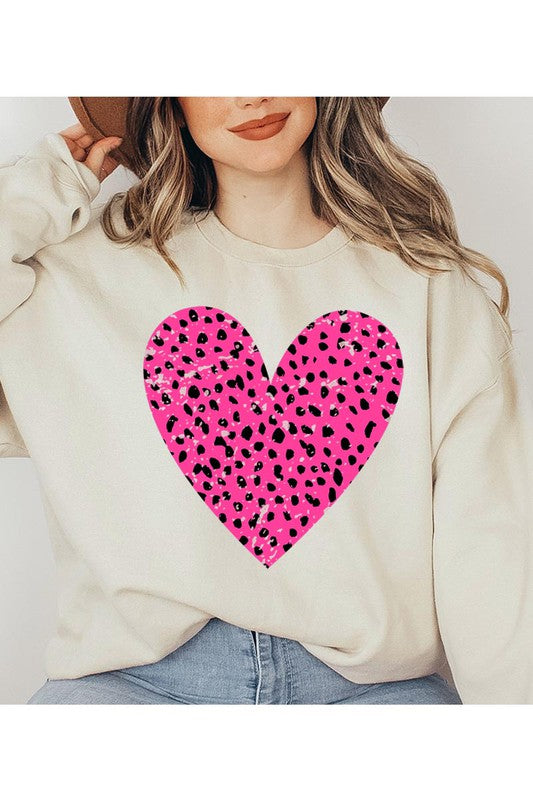 VALENTINE Grunge Distressed Dalmatian Print Heart Unisex Fleece Sweatshirt