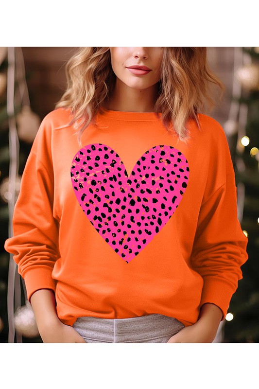 VALENTINE Grunge Distressed Dalmatian Print Heart Unisex Fleece Sweatshirt