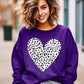 VALENTINE Grunge Distressed Dalmatian Print Heart Unisex Fleece Sweatshirt