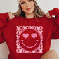 XOXO Smiley Face Faux Sequins Glitter Valentine's Day Unisex Fleece Sweatshirt