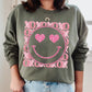 XOXO Smiley Face Faux Sequins Glitter Valentine's Day Unisex Fleece Sweatshirt