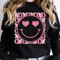 XOXO Smiley Face Faux Sequins Glitter Valentine's Day Unisex Fleece Sweatshirt