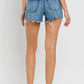 High Rise Raw Hem Denim Shorts