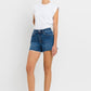 High Rise Slit Raw Hem A-Line Shorts