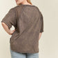 PLUS MINERAL WASHED SHORT SLEEVE FISHNET TOP