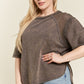 PLUS MINERAL WASHED SHORT SLEEVE FISHNET TOP