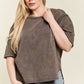 PLUS MINERAL WASHED SHORT SLEEVE FISHNET TOP