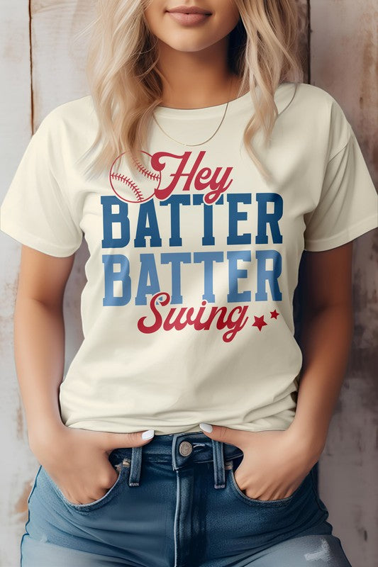 Hey Batter Batter Swing 棒球图案 T 恤