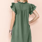 Ruffle Sleeve V neck Green, Black dress w/ pocket