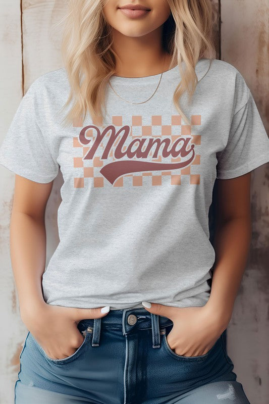 Mama Retro Checkered Graphic T-Shirt