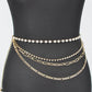 Plus Size Rhinestone Pearl Layered Chain Belt