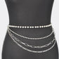 Plus Size Rhinestone Pearl Layered Chain Belt