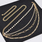 Plus Size Rhinestone Pearl Layered Chain Belt