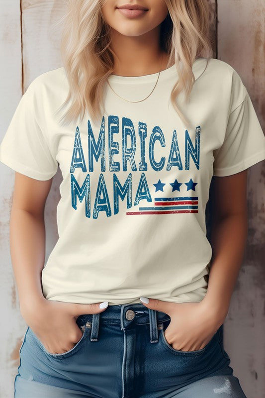 American Mama 复古 7 月 4 日图案 T 恤