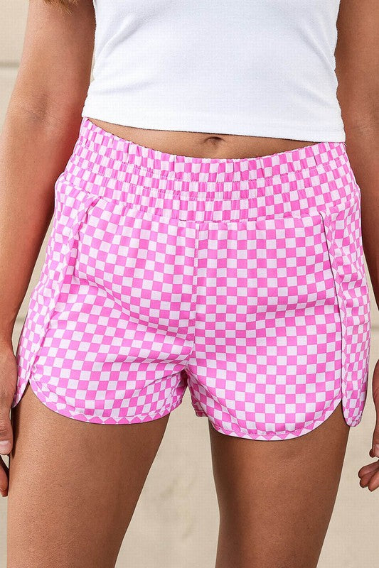 Plaid High Waisted Athletic Shorts