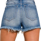 Plus Mid Rise Raw Frayed Hem Denim Shorts