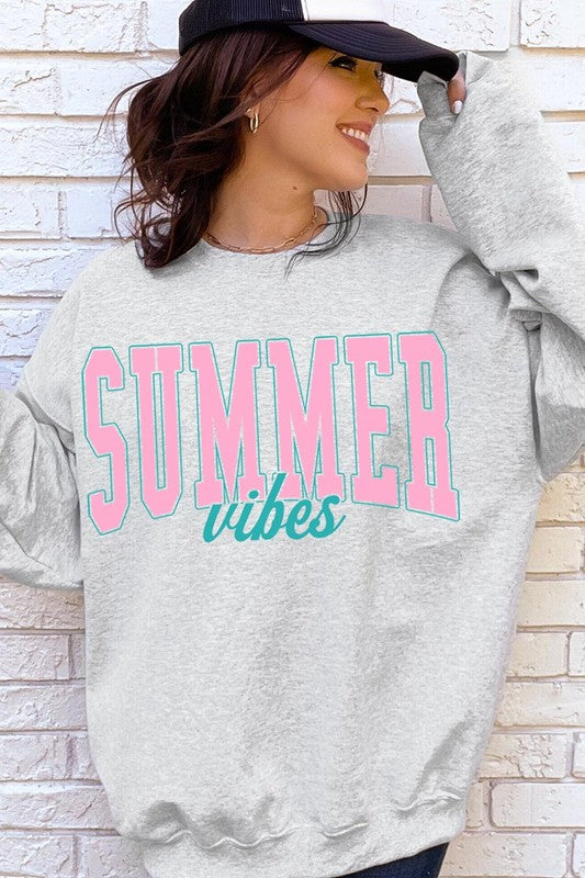 Sudaderas extragrandes de polar con estampado Summer Vibes