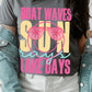 Boat Waves Sun Rays Lake Days Graphic T Shirts