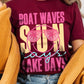 Boat Waves Sun Rays Lake Days Graphic T Shirts