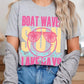 Boat Waves Sun Rays Lake Days Graphic T Shirts