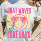 Boat Waves Sun Rays Lake Days Graphic T Shirts