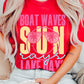 Boat Waves Sun Rays Lake Days Graphic T Shirts