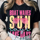 Boat Waves Sun Rays Lake Days Graphic T Shirts