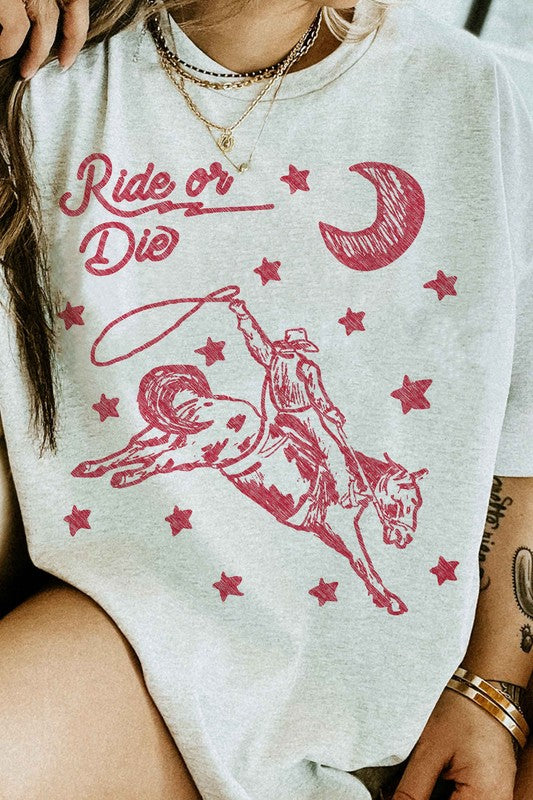 RIDE OR DIE WESTERN COWBOY GRAPHIC TEE